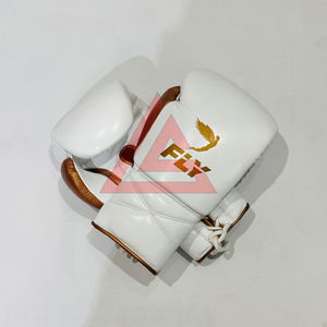 ถุงมือชกมวย MMA แบบสั่งทำพิเศษ % หนังแท้ ถุงมือฝึกซ้อมระดับมืออาชีพ ระบายอากาศได้ดี ซับเหงื่อ ปิดแบบผูกเชือก - Product Image 2