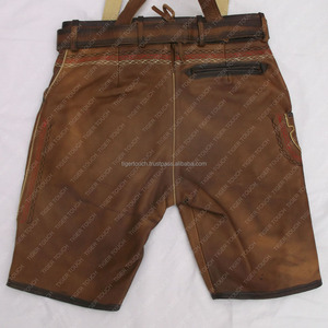 กางเกงหนังแท้สำหรับผู้ชายสไตล์บาวาเรียน Oktoberfest สีน้ำตาล ปักลาย กันน้ำ ระบายอากาศ กันลม เป็นมิตรกับสิ่งแวดล้อม ติดกระดุม - Product Image 3