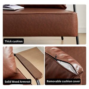 Sofá Cama Futón Moderno Pequeño de 44 Pies de Ancho, Sofá de Dos Plazas Tapizado en Cuero Sintético con Mayor Profundidad de Asiento, Sofá Cama de 2 Plazas - Product Image 6