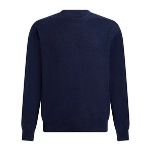 Micah Corporation <b>Mens</b> Navy Blue Wool Crew Neck <b>Pullover</b> Knitted Sweater Regular Fit Solid Color Casual Autumn Wear - Product Image 1
