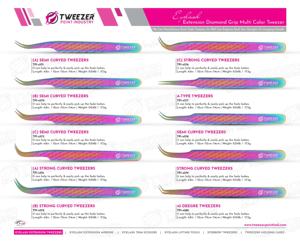 Pinzas de extensión de pestañas multicolores de acero sostenible, pinzas de pestañas hechas a mano, herramientas de injerto personalizadas bajo su propia marca - Product Image 6