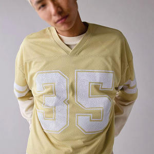 T-shirt Streetwear Y2K personnalisé avec impression par sublimation, maillot de football américain en mesh avec logo personnalisé, coupe ample et épaisse, vente en gros - Product Image 3