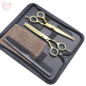 Juego de Tijeras de Peluquería Profesionales de Acero Inoxidable en Color Dorado y Negro, Kit de Tijeras para Salón de Belleza, Proveedor de Artículos para Salón - Product Image 1