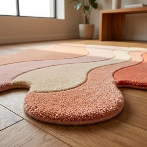 Tapis moderne abstrait à poils longs, forme ondulée, tissé à la main, doux et moelleux, antidérapant, pour salon, chambre à coucher, chambre d'enfant, décoration - Product Image 4