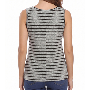 Débardeur de maternité rayé sans manches à col rond pour femme, gilet de maternité à carreaux pour allaitement - Product Image 2