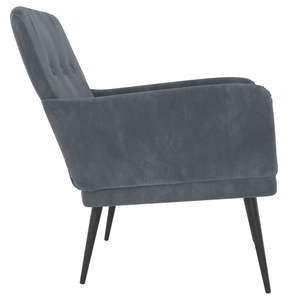 Fauteuil moyen en velours gris foncé 100% polyester avec structure en métal et contreplaqué pour salon - Product Image 4