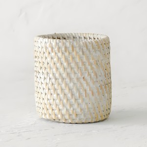 Decorative basket for desktop vanity storage rattan pencil stand wooden <b>marker</b> <b>pen</b> holder cup - Product Image 1