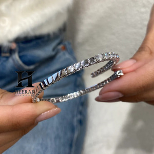 Luxury 14K <b>White</b> Gold Lab Grown Diamond Bypass Bangle Bracelet IGI Certified Round Cut CVD Diamond Toi Et Moi <b>Wrap</b> Bangle - Product Image 5