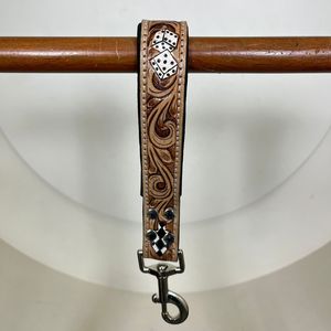 Wholesale Design Durable Hand Tooled Leather Checkered & <b>Dice</b> Design Western Luxury Genuine Leather Traffic Lead for Control Dog - Product Image 4