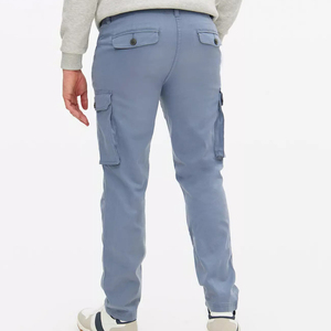 <b>Men</b>’s Blue Cargo Pants Oversize <b>Elastic</b> Waist Big Pocket Plain Casual Fashion Cargo <b>Trousers</b> Custom Embroidery Wholesale - Product Image 5