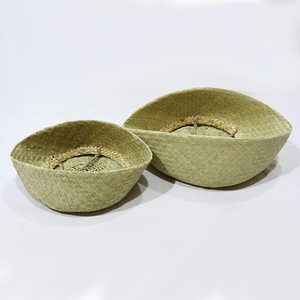 Trending Natural Palm Leaf Circle Durable <b>Storage</b> Basket Eco-friendly Laundry <b>Hamper</b> Hand-woven Multifunction Garden Bag - Product Image 3