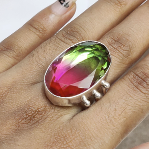 Watermelon Tourmaline <b>Ring</b> <b>925</b> Sterling <b>Silver</b> Gemstone Jewelry Tourmaline <b>Ring</b> Handmade Gift <b>Ring</b> for Her - Product Image 2