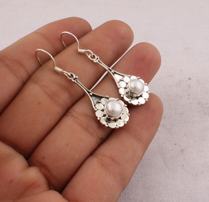 Natural Lapis Lazuli <b>Solid</b> 925 Sterling <b>Silver</b> Handmade Vintage Luxury Water Drop <b>Earrings</b> Engagement Wedding Anniversary Gift - Product Image 1