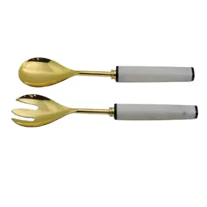 Multi functional Marble Stone & Stainless Steel with Gold plated multi functional restaurant kitchenware salad server Spoon Set