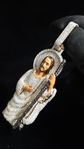 Colgante de lujo de moissanita San Judas, plata 925, joyería fina religiosa con incrustaciones de circonitas, regalo para hombres y mujeres - Product Image 3