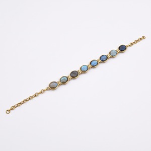 MOKU JEWELLERY สร้อยข้อมือเทนนิสหินออนิกซ์ธรรมชาติ ชุบทอง ประดับขอบรูปไข่ งานแฮนด์เมด ปรับขนาดได้ ของขวัญสไตล์คริสเตียนทันสมัย ใส่ได้ทุกวัน - Product Image 1