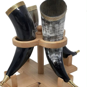 Bragi's Inspired Glass Tankards Design de taureau de buffle poli pour savourer de la bière célébrant la poésie du dieu nordique Musique Artisanat naturel - Product Image 1