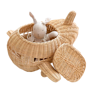 Handcrafted Jet Airplane Woven Rattan Toy Storage <b>Basket</b> for Toddler Room Bedroom Furniture Cute Organizer Wholesale - Product Image 3