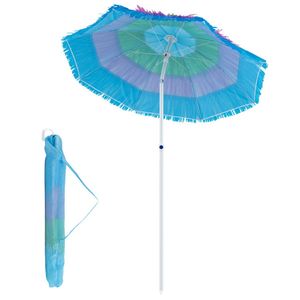 Ombrellone Tiki Multicolore da 6 Piedi per Patio, Tropicale da Esterno con Pulsante di Inclinazione, Pieghevole per Hotel e Spiagge, Raggio 2,7m e 3m - Product Image 1