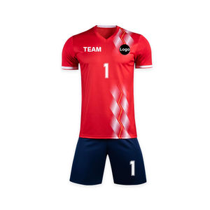 Uniforme de fútbol hecho con material 100% poliéster, transpirable, de secado rápido, conjunto de camiseta y pantalones cortos para jóvenes, para uso en equipo. - Product Image 2