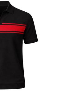 Camiseta Polo Personalizada para Hombre, a Rayas Negras y Rojas, de Algodón, Manga Corta, Corte Ajustado, con Logotipo Personalizado, para Verano, Suministro del Fabricante OEM - Product Image 2