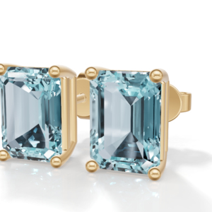 <b>Garnet</b> Emerald Cut Heart Shape Stud <b>Earrings</b> Gold Plated 925 Sterling Silver Rectangular Solitaire Gemstone Women Engagement - Product Image 2