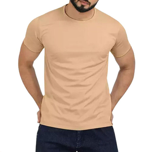 Camiseta de algodón grueso para hombre, corte holgado, manga corta, cuello redondo, jersey suave, camiseta informal para uso diario, tela duradera, top liso personalizable - Product Image 1