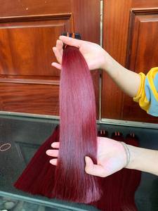 Cabello de trama de color rojo Borgoña de pelucas de cabello crudo vietnamita con precio de fábrica - Product Image 3