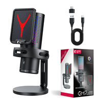 Micrófono USB RGB para Juegos y Streaming, Reducción de Ruido, Captación de Voz Clara, Soporte Ajustable, Plug and Play, Micrófono de Condensador