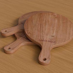 Planche à découper ronde en bois avec poignée pour servir la pizza et l'utilisation en cuisine - Product Image 3
