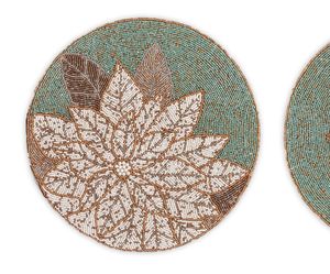 Elodie <b>Set</b> of <b>4</b> Eco-Friendly Rattan <b>Round</b> Placemats 38cm Diameter Water Hyacinth Beaded Home Decor <b>Dining</b> <b>Table</b> Use Restaurants - Product Image 6