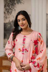 Conjunto de Top, Pantalón y Dupatta de Algodón Estampado para Mujer, Corte Regular, Completamente Cosido, Traje Étnico de Algodón Puro, Vestido Tradicional - Product Image 6