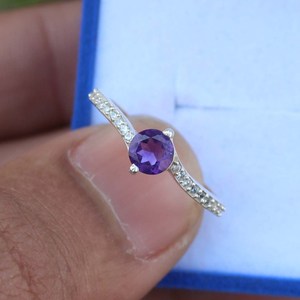 Faceted <b>Amethyst</b> Ring 925 Sterling Silver Oval Purple Stone Wedding Ring Handmade <b>Amethyst</b> Jewelry Gift For Her - Product Image 6