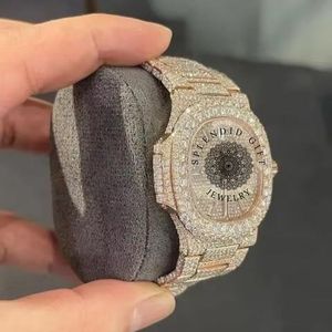Splendid Gift Jewelry Luxury Diamond <b>Watch</b> <b>Case</b> 42mm Sapphire Crystal Analog ETA Quartz Movement Men's Band 15mm 10m Water - Product Image 2