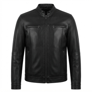 Chaqueta de cuero para hombre, estilo universitario, cálida para invierno, acolchada, con cremallera, patchwork, cortavientos, informal, tipo camisa, teñido liso, venta al por mayor, OEM - Product Image 4