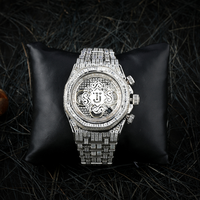 Montre Hip-Hop Haut de Gamme en Acier Inoxydable avec Moissanite, Style Diamant Brillant, Bijou pour le Marché des Accessoires de Luxe, En Vente