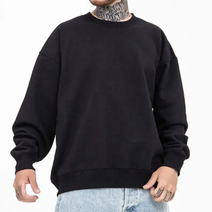 Men's 100% Cotton High Quality Oversized Sweatshirt Custom Logo Boxy Fit Hip Hop Plain Crewneck Embroidered Technics - Product Image 1