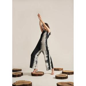 <b>Women</b> Black <b>White</b> Tie Dye Jumpsuit Sleeveless Straight Leg Designer Jumpsuit <b>For</b> Casual Party Wear - Product Image 3