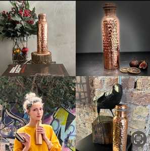 Handmade Copper Bohemian Design Eco-Friendly Reusable <b>Water</b> <b>Bottle</b> Large Capacity for Home Office Outdoor Use Camping Travel - Product Image 5