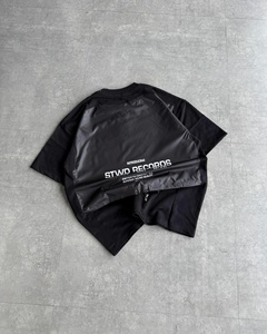 T-shirt en coton imprimé avec dos en nylon, best-seller, streetwear pour hommes, imprimé personnalisé STWD Records, tee-shirt graphique au dos - Product Image 2
