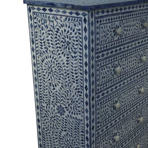 Cajón con Incrustaciones de Hueso de ILAHI, Diseño Moderno con Detalles de Ágata, Mueble Portátil para el Hogar - Product Image 1