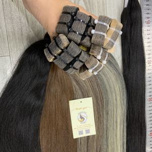 Nueva llegada al por mayor extensiones de cabello humano vietnamita negro resaltado Rubio doble cinta dibujada en estilo de onda natural profunda suelta - Product Image 6