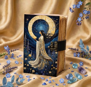 Arbre de Vie, 400 pages, Karla M. Bandy, Grimoire relié en cuir, Journal, Art de la déesse de la Lune, Couverture rigide vintage, Couverture bleue, Livre cadeau - Product Image 2