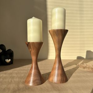 Ensemble de 3 bougeoirs rustiques en bois et métal, style nordique, pour centre de table, salon, maison, hôtel - Product Image 4
