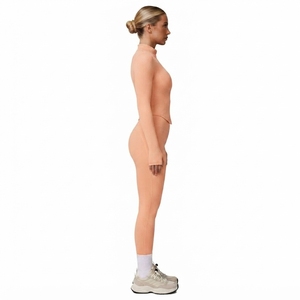 Ensemble athlétique 2 pièces pour femmes, haut à manches longues avec fermeture éclair sur le devant, leggings taille haute, vêtements de sport pour la gym, le fitness et l'entraînement - Product Image 2
