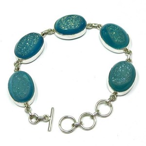 Beau Bracelet en argent Sterling 925 bleu de forme ovale, bijoux en argent en ligne, bijoux indiens en argent - Product Image 4