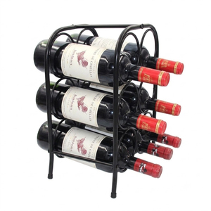 Gold Metal Wine Rack 3-Bottle Capacity <b>Freestanding</b> Countertop Wine Holder Minimalist Iron Wire Tabletop Storage Organizer - Product Image 3