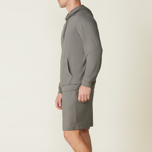 Ensemble sweat à capuche et short 100 % coton de haute qualité, ensemble sweat à capuche et short en molleton 100 % coton uni teint pour homme, idéal pour l'hiver - Product Image 4