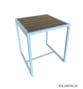 Table d'appoint d'extérieur carrée, table basse de patio, structure en métal, plateau en PS à lattes, mobilier de terrasse - Product Image 1