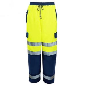 Men's High Visibility Reflective Polyester Safety <b>Cargo</b> <b>Work</b> <b>Pants</b> with Elastic Waist and Multiple Pockets for Industrial Use - Product Image 1